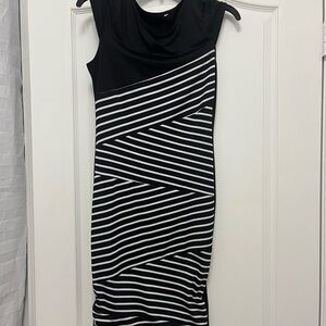 Elegant Black and White Striped Dress
